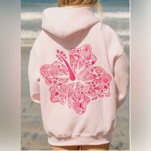 Pink palm puff hibiscus Hoodie XL NEW